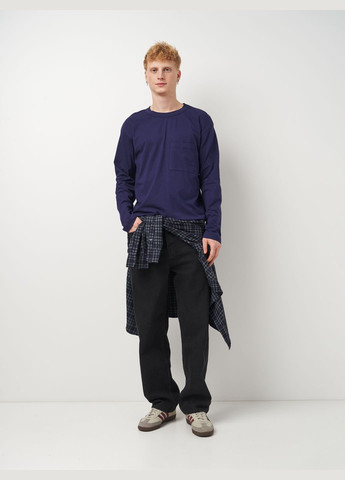 Синий демисезонный повседневный лонгслив Роза однотонный