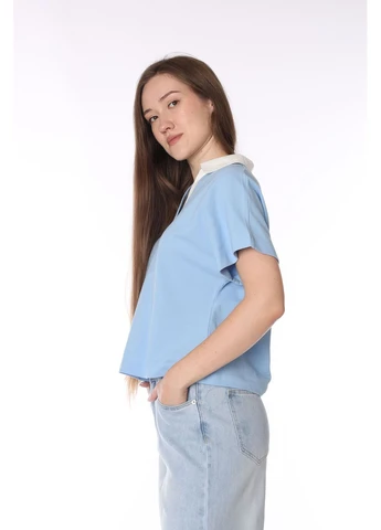 Футболка с коротким рукавом женская цвет голубой TSB-00293420 Yuki - (393006874)