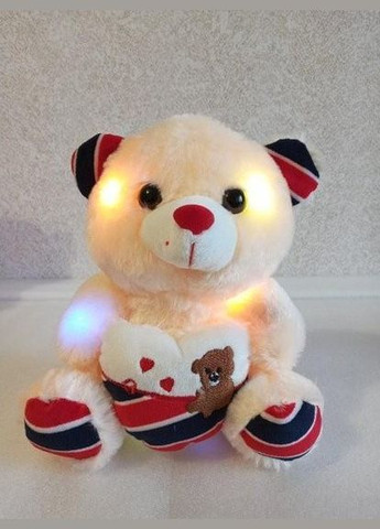 М'яка іграшка Ведмедик з серцем зі світловими та звуковими ефектами 25 см бежевий (2079385297) No Brand (328261743)