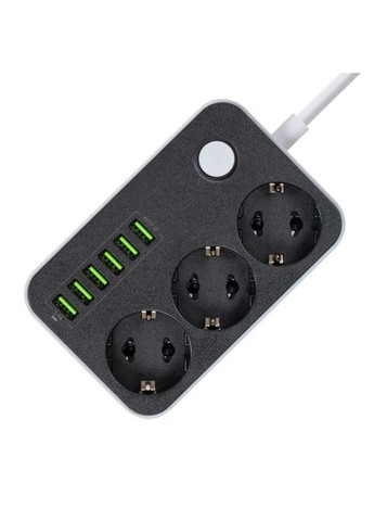 Мережевий фільтр Colorway CW-CHЕ36B, 3 розетки/6USB Black 1.8M (268143139)
