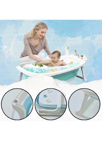Ванночка дитяча складна для купання дітей малюків з термометром подушкою 70х20.5х45 см (476607-Prob) Блакитна Unbranded (285738624)