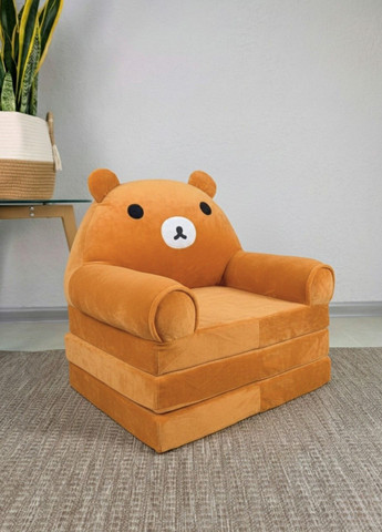 Детское кресло игрушка Медведь карамельное плюшевое раскладное в кровать Lalapka (372166669)