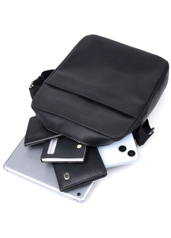 Чоловіча сумка месенджер із натуральної шкіри з кишенями чорна (sku_22848) No Brand (328922456)