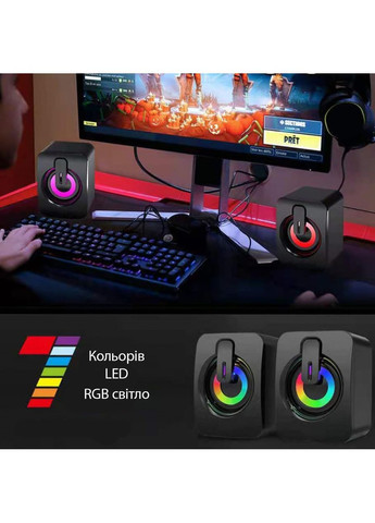 Портативні колонки для комп'ютера з підсвіткою Black No Brand (365721654)