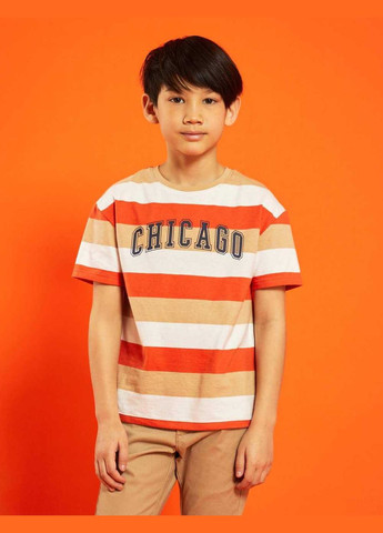 Бежевая футболка basic,бежевый-оранжевый, Kiabi