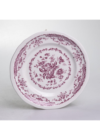 Столовий набір посуду тарілок і чашок 32 предмети на 6 персон «Бордовий Меандр» порцеляновий YY78-3A Yiwu (370802219)