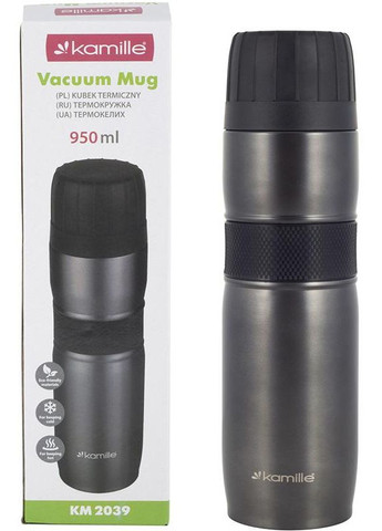 Термос Journey 950мл з силіконовою накладкою, чорний Kamille (372174289)