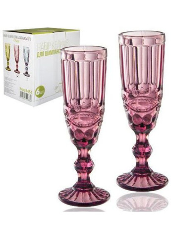 Набір 6 келихів для шампанського Elodia Вінтаж 180мл, рожеве скло S&T (372171658)