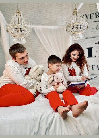 Біла зимня піжама дитяча "family look" hc (h001-6076-f) No Brand