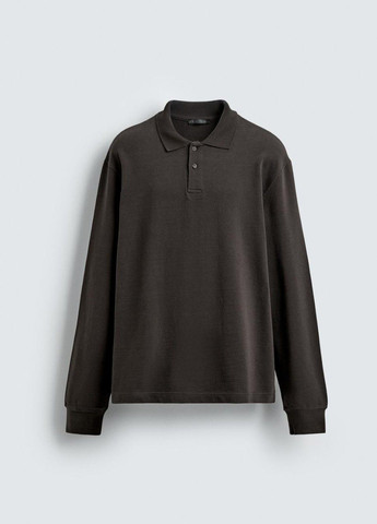 Коричневая футболка-поло для мужчин Zara однотонная