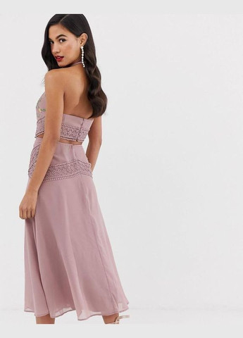 Розовое платье меди с вырезами и цветочной вышивкой Asos