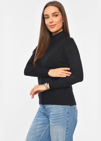 Черный демисезонный свитер женский черного цвета пуловер Let's Shop