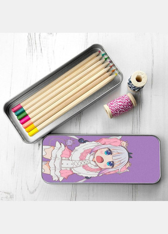 Пенал шкільний для хлопчика та дівчинки металевий Аніме Драконопокоївка пані кобаяші #010 7*18 см Silver No Brand (309152209)