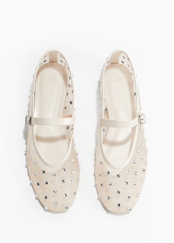 Жіночі балетки H&M | світло-бежеві однотонні текстиль (302671618)