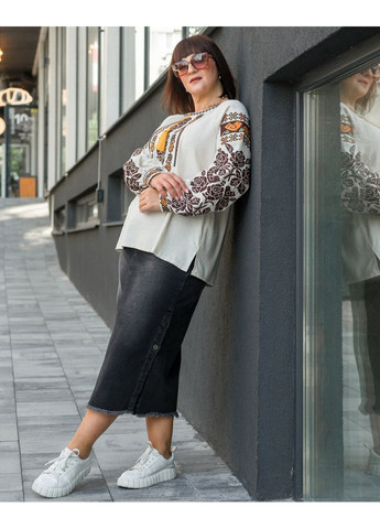 Бежева вишиванка "жайворонки" Alenka Plus