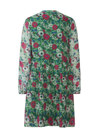 Зеленое праздничный, повседневный, кэжуал платье шифоновое цветочный принт Esmara с цветочным принтом