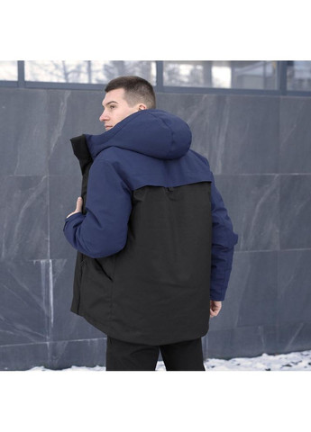 Синяя зимняя стильная мужская зимняя куртка парка на пухе синяя No Brand