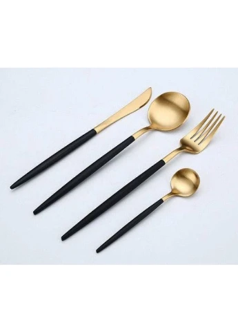 Набір столових приборів 4 предмети Cutlery set GOLD Золотий на 1 персону ложка, виделка, ніж A-Plus (379998842)