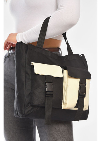 Рюкзак жіночий 5в1 чорного кольору з принтом Let's Shop (365726783)