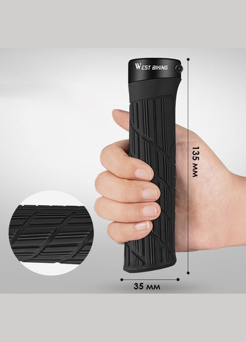 Грипси велосипедні YP0804063 Black з двома замками ручки на кермо 13 шт. West Biking (336206517)