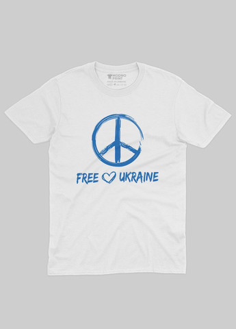 Біла демісезонна футболка для хлопчика з патріотичним принтом free ukraine (ts001-2-whi-005-1-034) Modno
