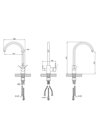 Змішувач для кухні Aria (k35) LDARI020FNKS43365 Nickel LIDZ 020F (323485860)