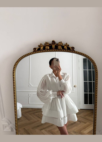 Білий вечірня вечірня міні сукня з пишною спідницею з пишною спідницею Adelante однотонна