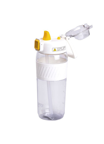 Бутылка для воды 600 мл бутылка в школу для тренировок с трубочкой и ручкой 22 см Белая Jooki (357206291)