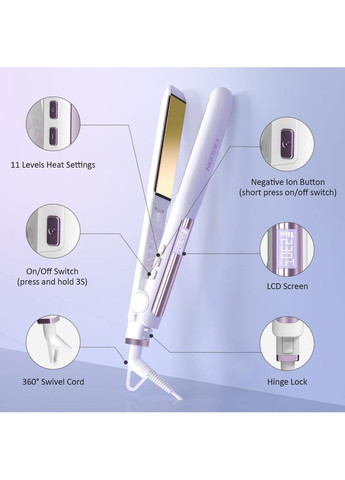Іоновий випрямляч для волосся Faszin IN11-C002 титанова плойка з 2x швидким нагріванням біла No Brand (353746106)