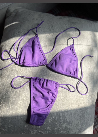 Фиолетовый женский раздельный купальник мини бикини, треугольники шторки и стринги s/m (44/46) Po Fanu