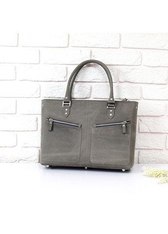 Сумка жіноча, шкіряна ділова з підкладкою. Сумка зі шкіри Crazy Horse Колір Сірий STOK (306738641)