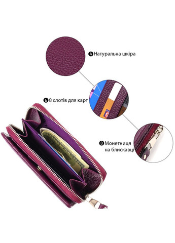 Яркое женское портмоне среднего размера из натуральной зернистой кожи 21909 Canpellini (366288843)