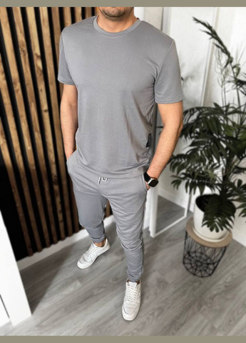 Серый демисезонный мужской костюм No Brand