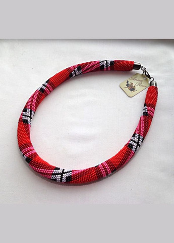 Джгут на шию прикраса з бісеру ручної роботи "Червона Шотландка" No Brand (358224396)
