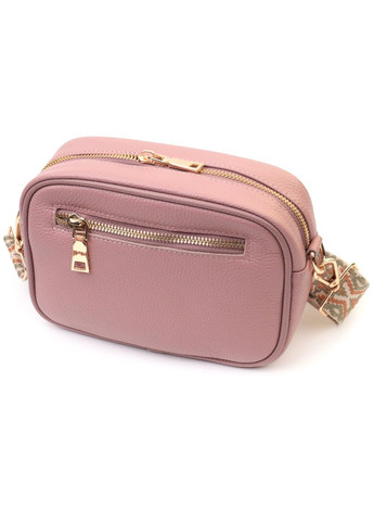 Красивая стеганая женская сумка из натуральной кожи 22614 Розовая Vintage (297993093)