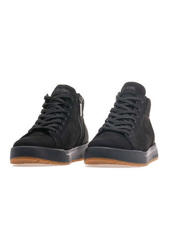 Черные зимние ботинки комфорт мужские 390-7s/black nub Ikos