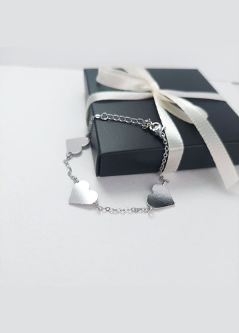 Браслет цепочка женский с сердечками посеребренный DeKolie (294202676)