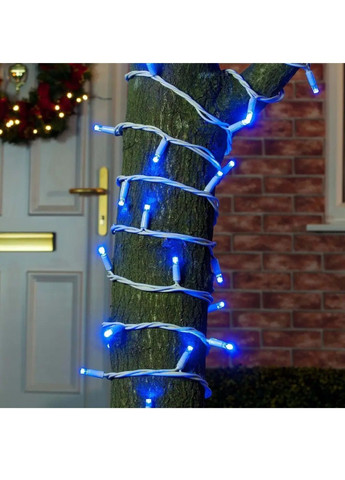 Гірлянда нитка світлодіодна новорічна для будинку вулиці з роботою від мережі 10 м 100 лампочок (481888-Prob) Синя Unbranded (367782954)