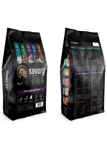 Сухой корм для кастрированных котов со свежим мясом ягненка и курицы 8 кг (4820232630129) Savory (308752775)