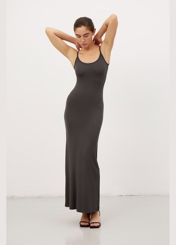 Серое платье приталенное макси l base серый 621 Papaya