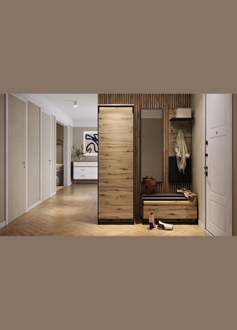 Вешалка настенная Квант дуб артизан/черный LENART (354824455)