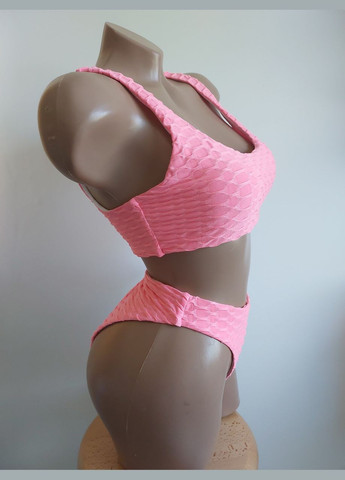 Рожевий демісезонний роздільний жатий купальник (арт.6042) No Brand