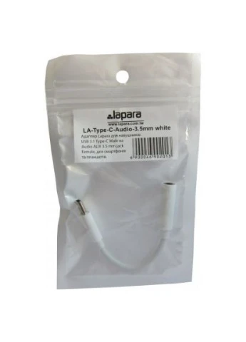 Перехідник USB Type-C Male - Audio AUX mini jack 3,5 mm Female (LA-Type-C-Audio-3.5mm white) Lapara (396881801)