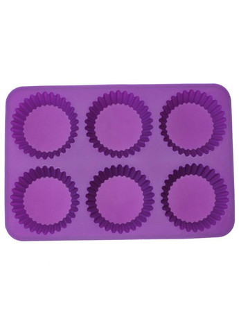 Силіконова форма для випічки 6 осередків для кексів та маффінів рифлена для духовки та мікрохвильовки Hauser (368979190)