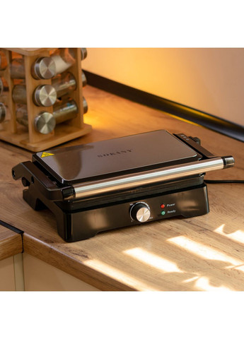 Прижимной электрогриль с антипригарным покрытием 1500 Вт SK-08026 Серебристый Sokany (360455179)