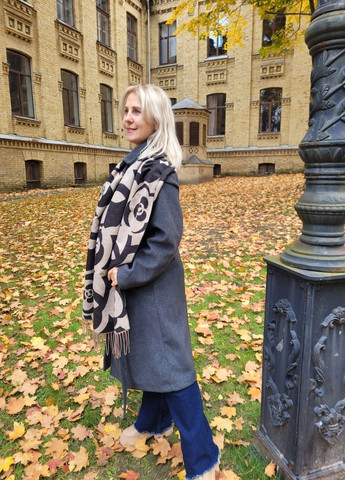 Жіночий елегантний кашеміровий шарф з принтом Квіти No Brand (365658180)