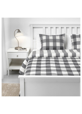 Комплект постільної білизни темносірий білий 200200/5060 см IKEA (273229204)