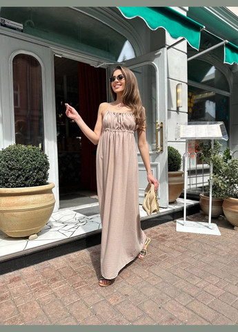 Летний женский летний сарафан свободного кроя с открытой спинкой Vakko однотонный