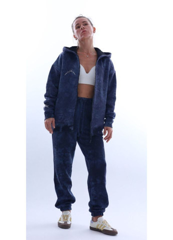 Теплый женский спортивный костюм оверсайз трикотаж на флисе на молнии брюки джогеры No Brand (360558628)