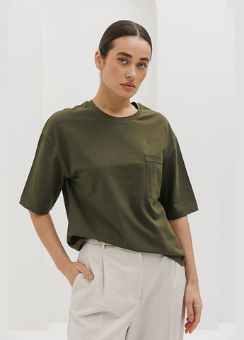 Зеленая летняя женская футболка оверсайз Arjen
